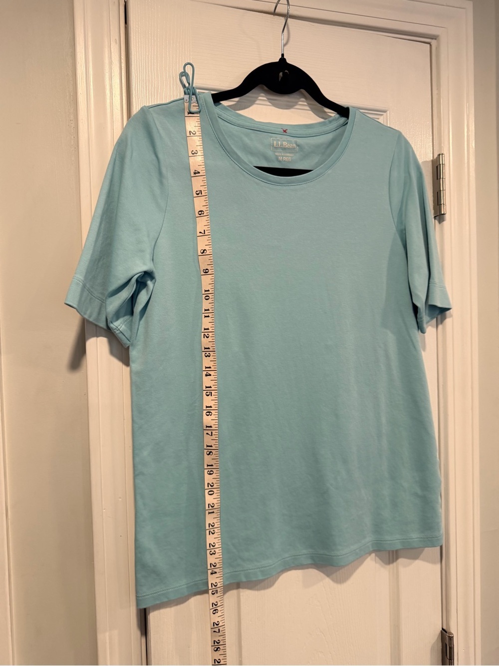 L.L. Bean Size M Light Blue Short Sleeve Crew Neck Cotton Stretch Tee Shirt - Picture 2 of 9